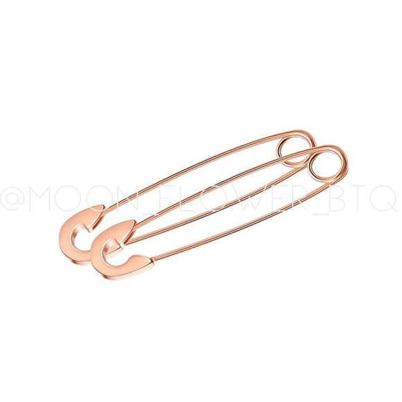 Rose Gold Safety Pin Earrings - Picture 1 of 8